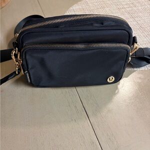 lululemon athletica Black Crossbody Bag with Gold Hardware